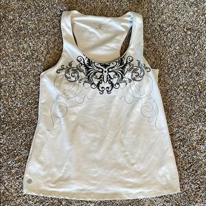 Athleta White Graphic Athletic Tank Top